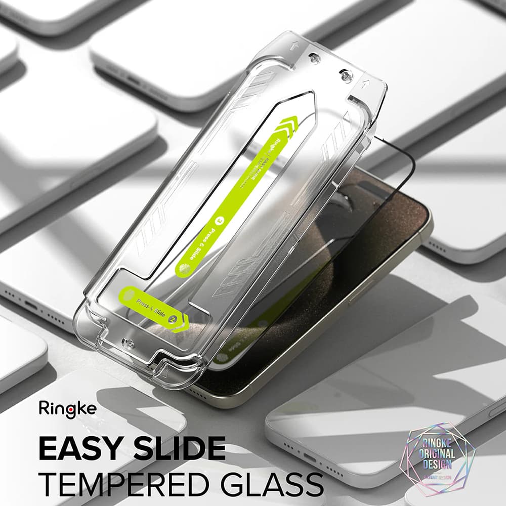 Ringke Easy Slide tvrzené sklo (2 kusy) iPhone 16 Pro Max černá - náhled 3