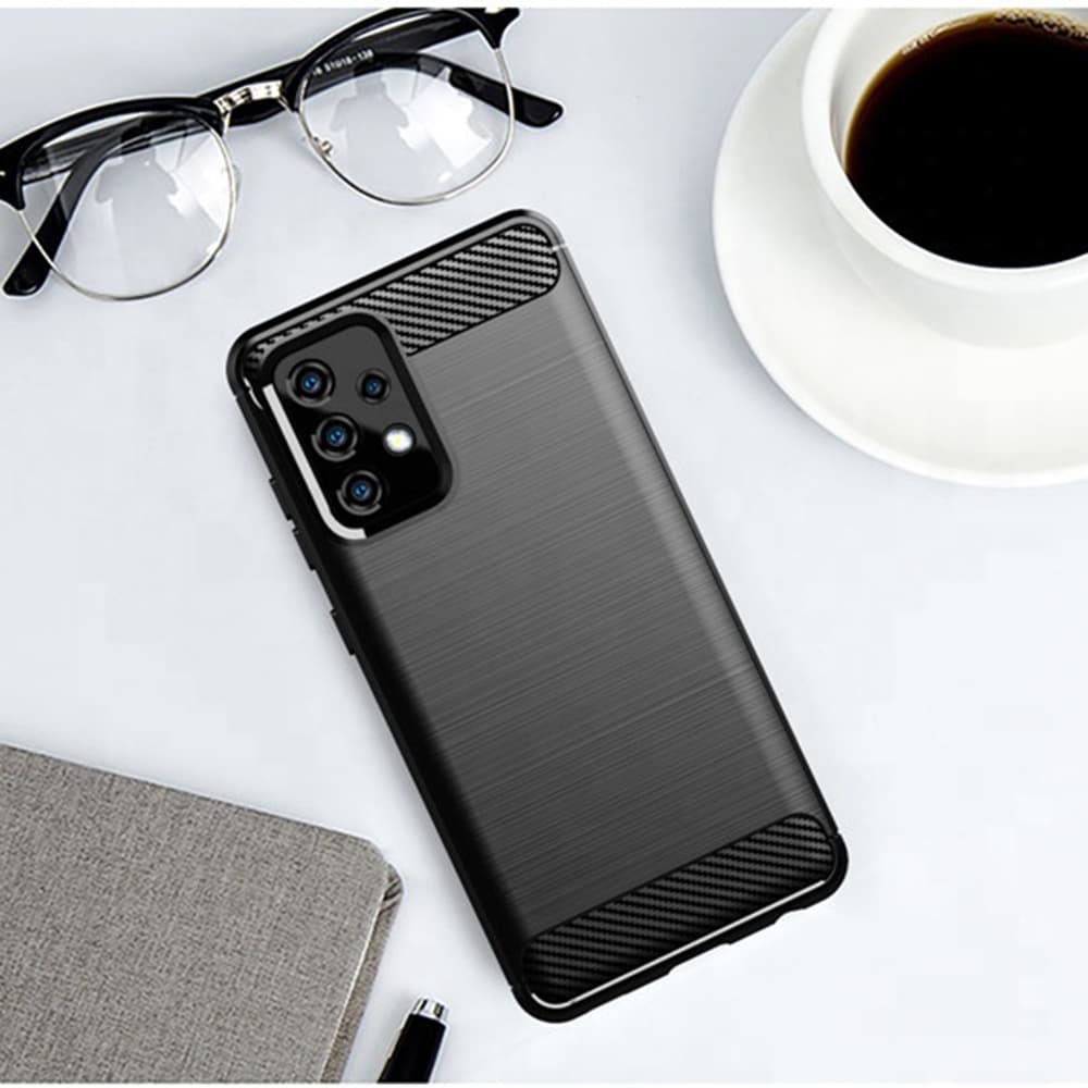 Techsuit Carbon Silicone obal Samsung Galaxy A52 A52s Černý - náhled 3