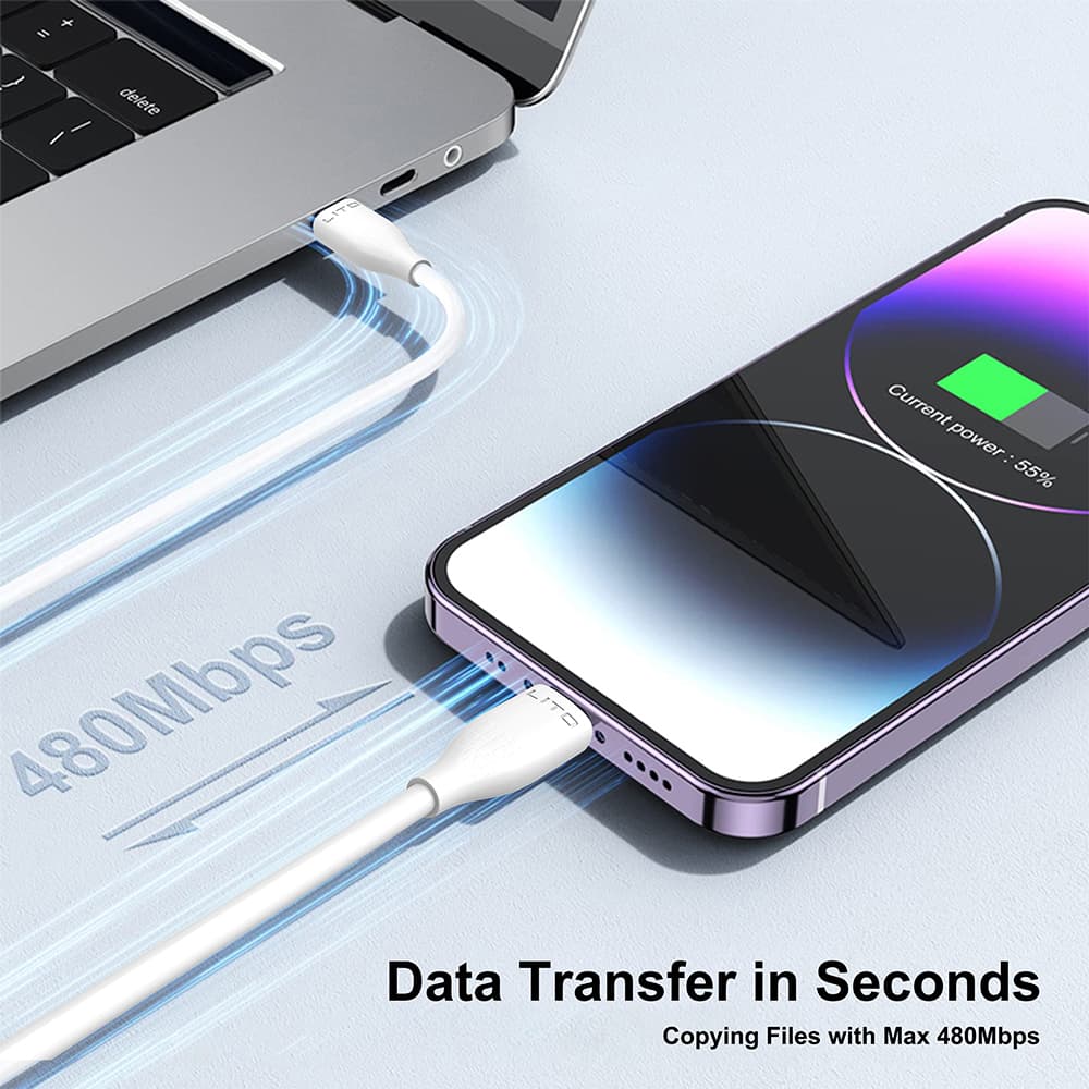 Lito Data Cable LD03V USB na Micro-USB Rychlé nabíjení 2.4A 1m Bílá - náhled 3