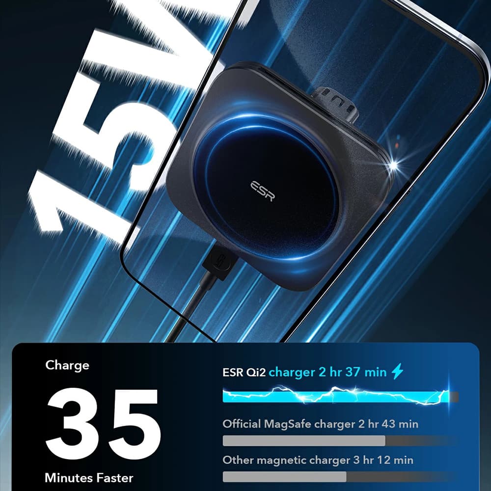 ESR Car Holder s bezdrátovým nabíjením Qi2 HaloLock pro ventilaci černý - náhled 3