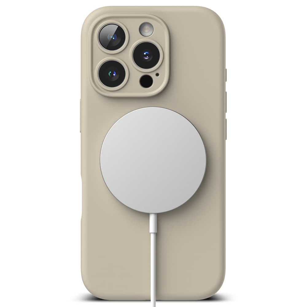 Ringke Silicone Magnetic MagSafe pro iPhone 16 Pro v kamenné barvě - náhled 3