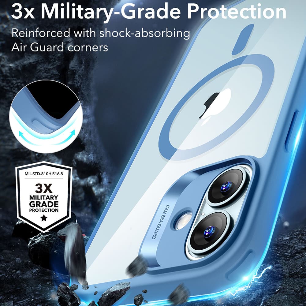 ESR Classic Hybrid HaloLock pro iPhone 16 průhledná modrá - náhled 3