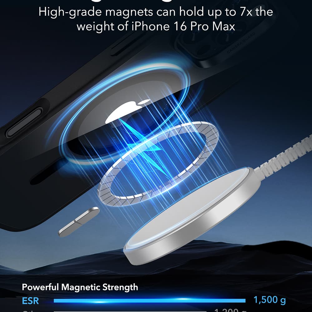 ESR Classic Hybrid HaloLock iPhone 16 Pro Max Clear Black - náhled 3