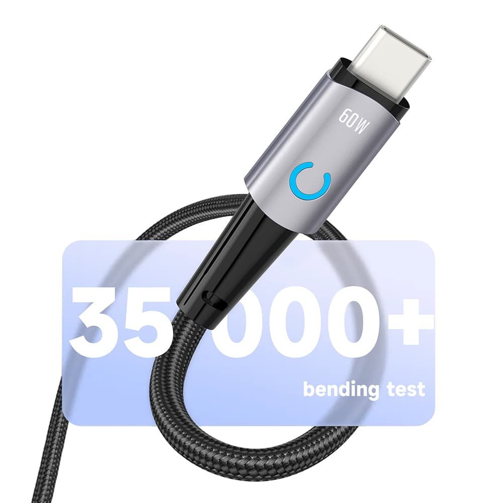 Lito - Datový kabel (LD10CC) - Type-C na Type-C Rychlé nabíjení 60W LED světlo 1m černý - náhled 3