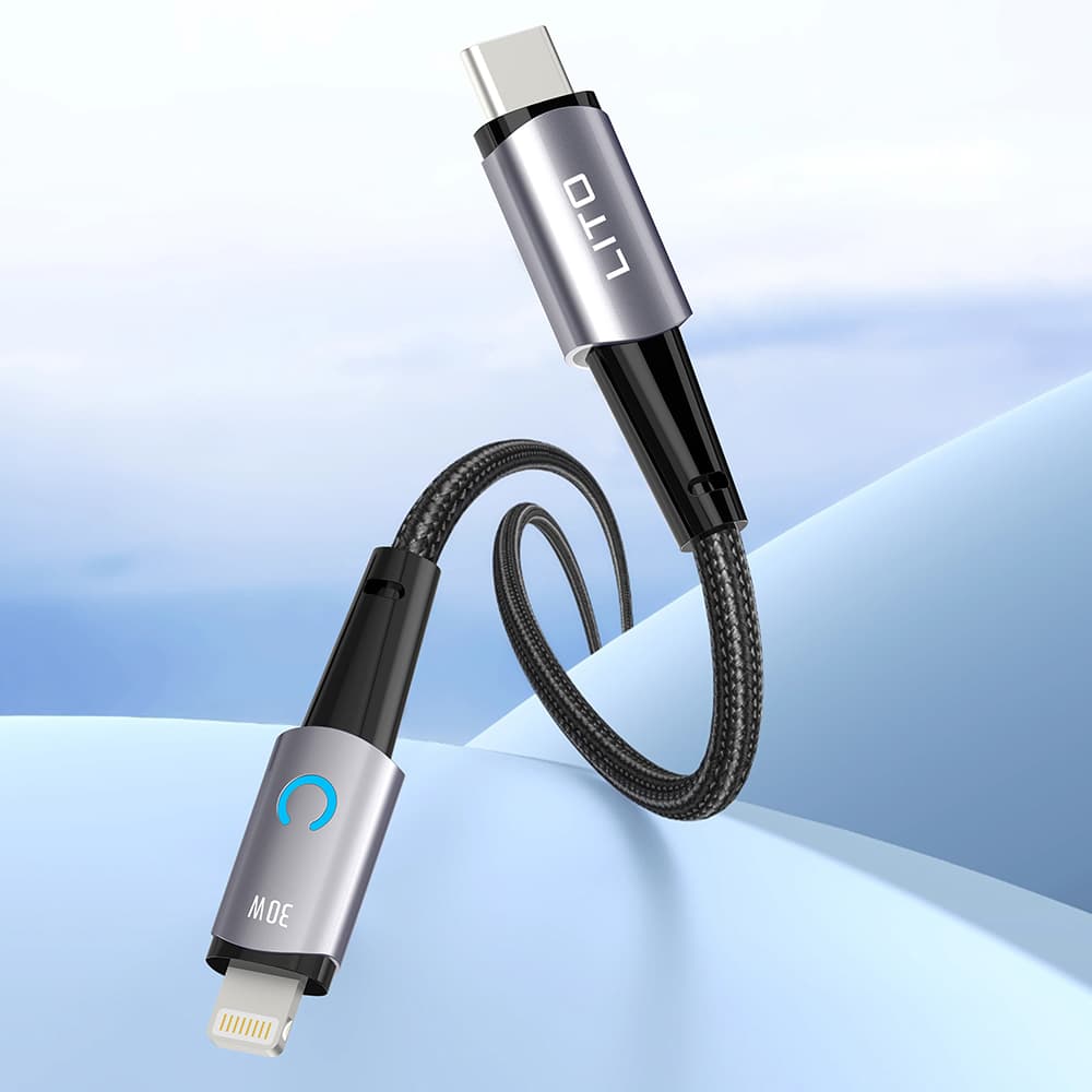 Lito Datový kabel LD10CL Type-C na Lightning Rychlonabíjecí 30W s LED 1m černý - náhled 3