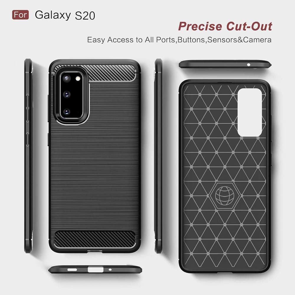 Techsuit Karbon Silikon Samsung Galaxy S20 4G S20 5G Černá - náhled 3