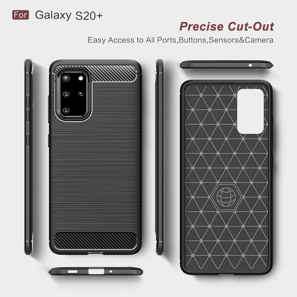 Techsuit Karbon Silikon Samsung Galaxy S20 Plus 4G S20 Plus 5G Černá - náhled 3