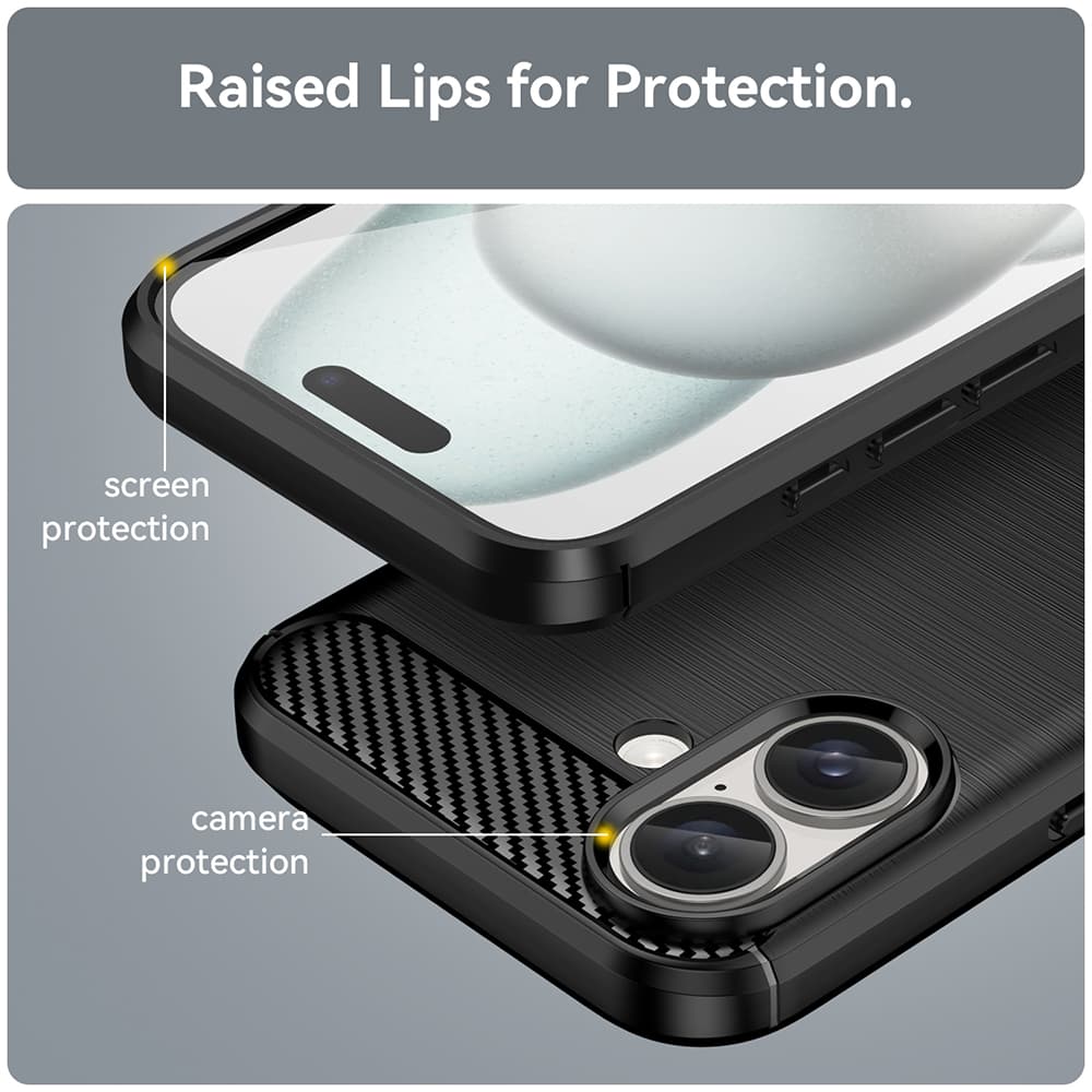 Techsuit Karbon Silikon iPhone 16 Plus Černý - náhled 3