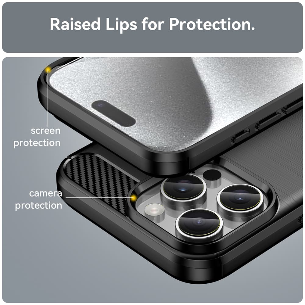 Techsuit Karbon Silikon iPhone 16 Pro Černá - náhled 3