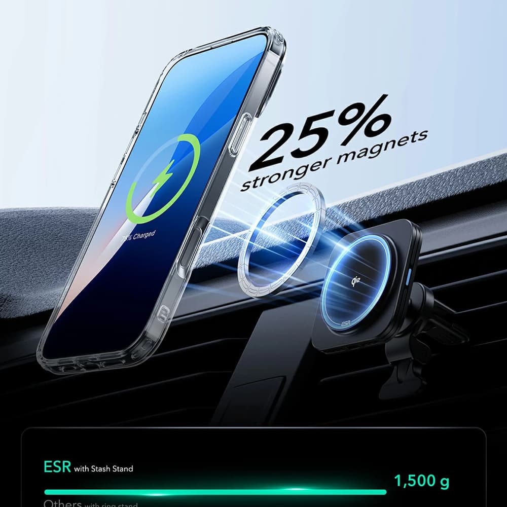 ESR Classic Hybrid HaloLock Kickstand iPhone 16 Plus Průhledná černá - náhled 3