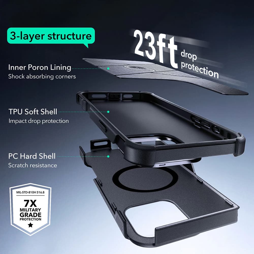 ESR Cyber Armor Kickstand pro iPhone 16 Pro šedý - náhled 3