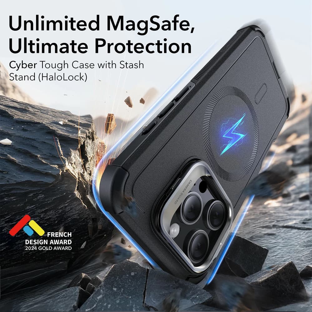 ESR Cyber Armor Kickstand pro iPhone 16 Pro zelený - náhled 3