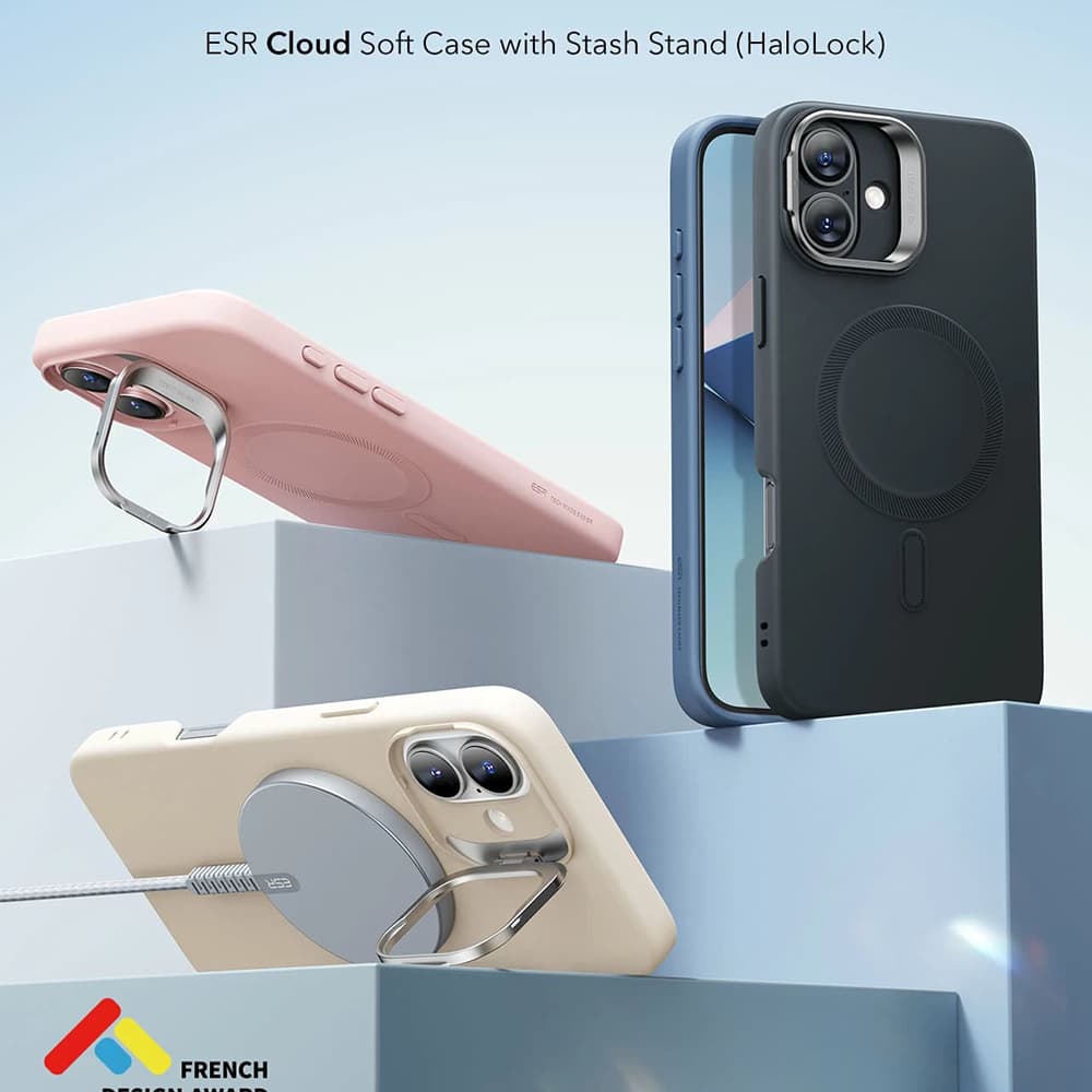 ESR Cloud Soft HaloLock Kickstand iPhone 16 Plus Světle hnědá - náhled 3