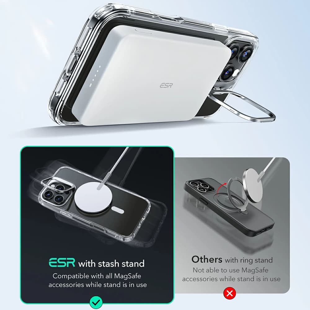 ESR Pouzdro HaloLock Kickstand iPhone 16 Pro Průhledná Černá - náhled 3
