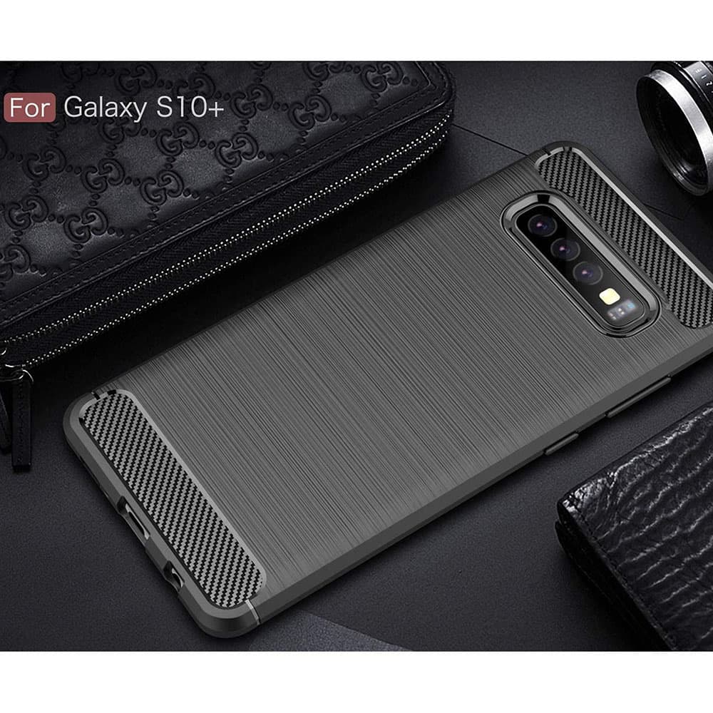 Techsuit Karbon Silikon Samsung Galaxy S10 Plus Černá - náhled 3