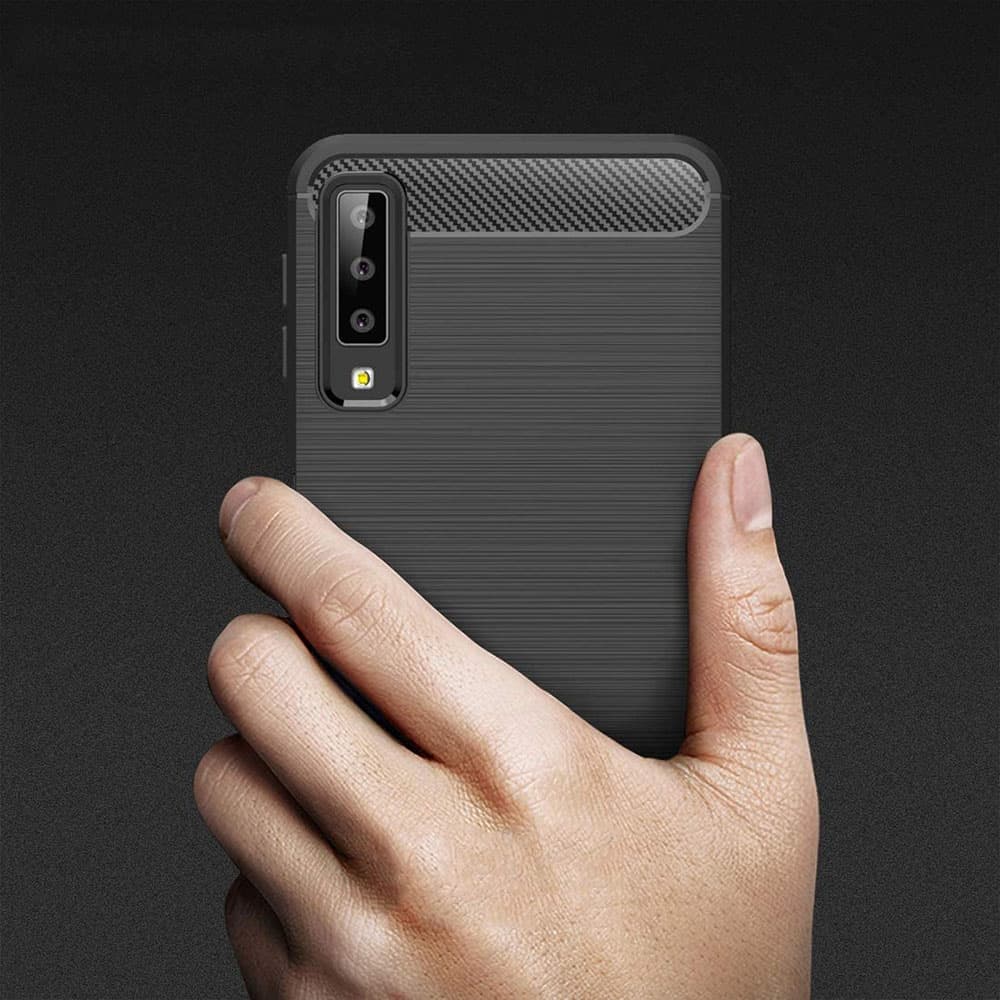 Techsuit Karbon Silikon Samsung Galaxy A7 2018 Černý - náhled 3
