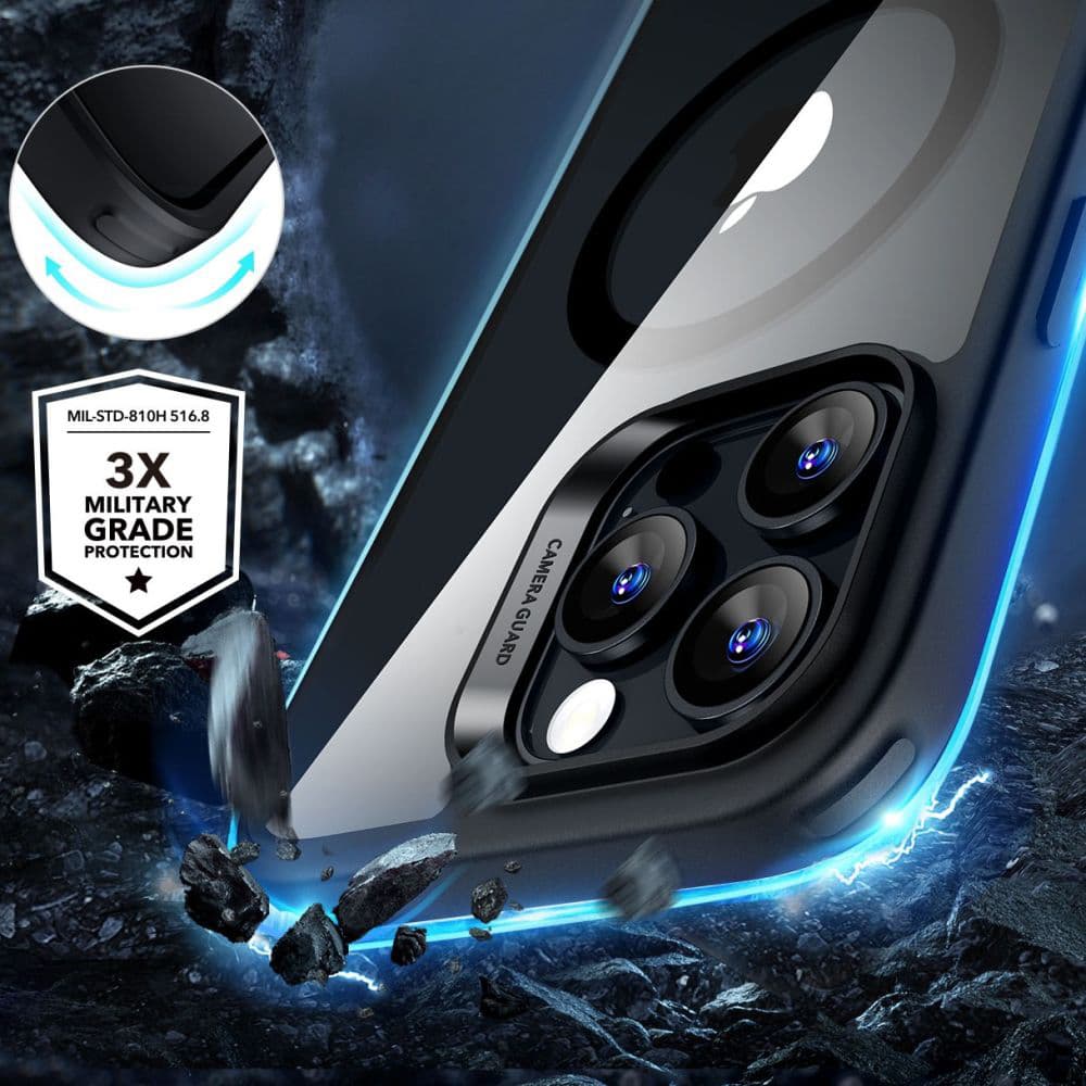 ESR Classic Hybrid HaloLock s ochranou displeje iPhone 16 Pro Max černá průhledná - náhled 3