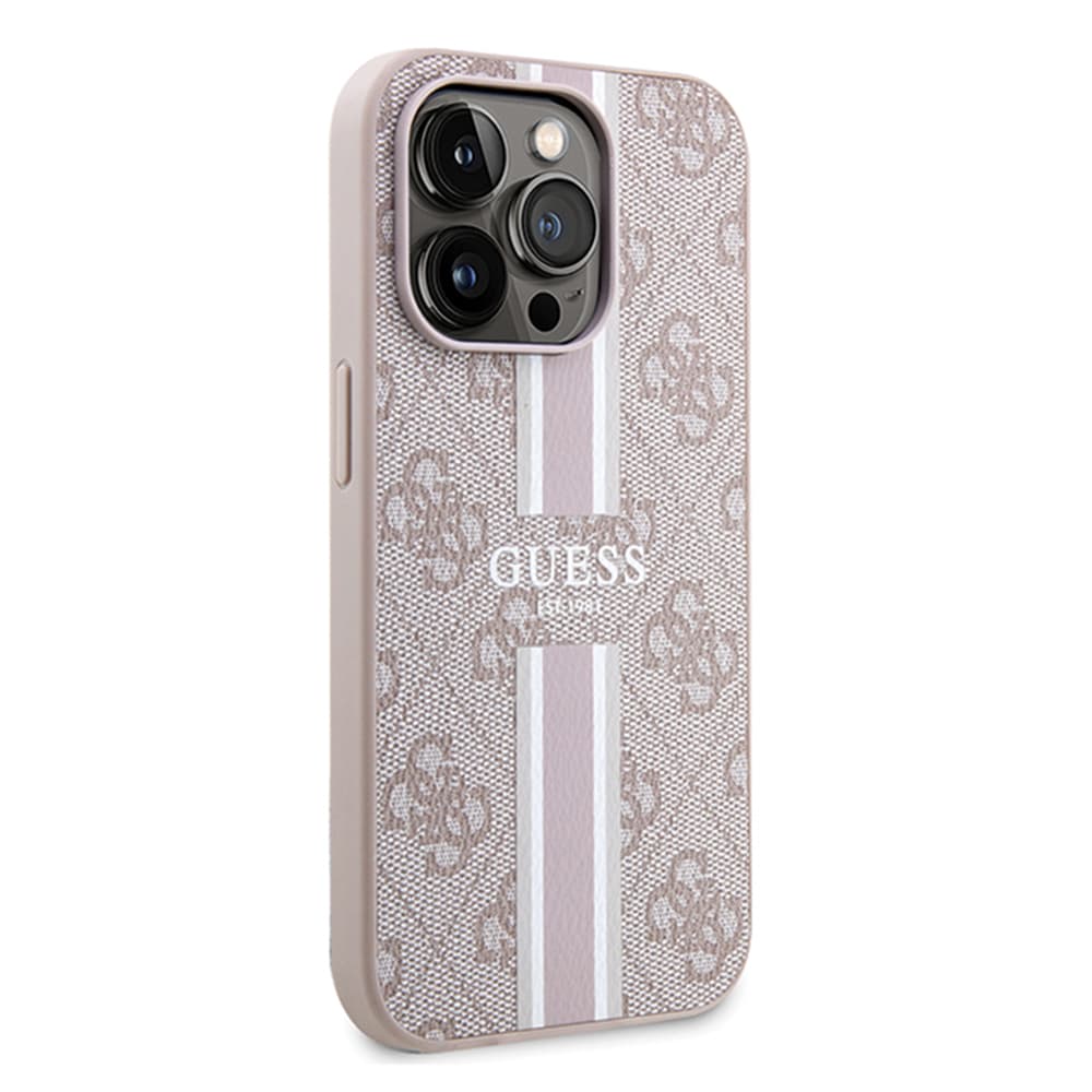 Guess Hardcase 4G Printed Stripes MagSafe iPhone 15 Pro růžová - náhled 3