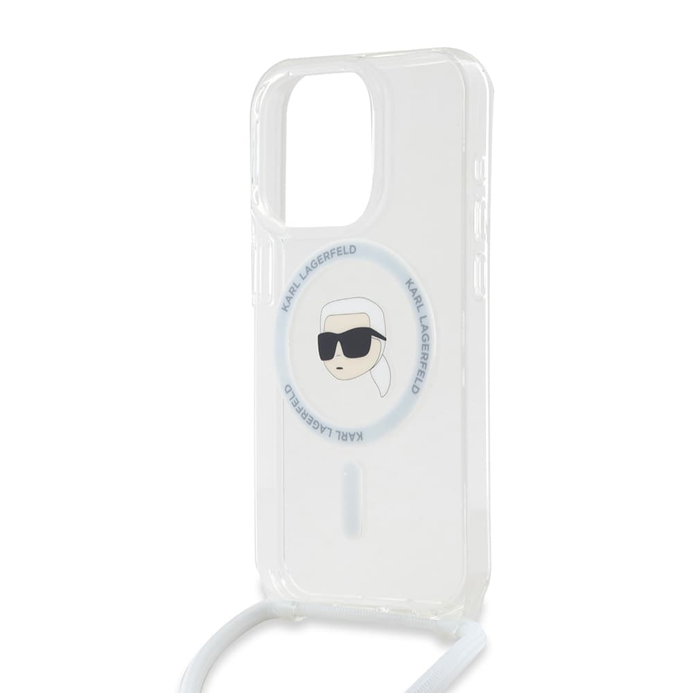 Karl Lagerfeld IML Crossbody MagSafe iPhone 15 Pro Max průhledný Karl Head - náhled 3