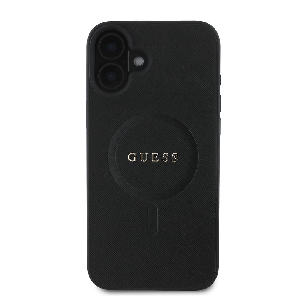 Guess Saffiano Classic Logo MagSafe pouzdro iPhone 16 Plus černé - náhled 3