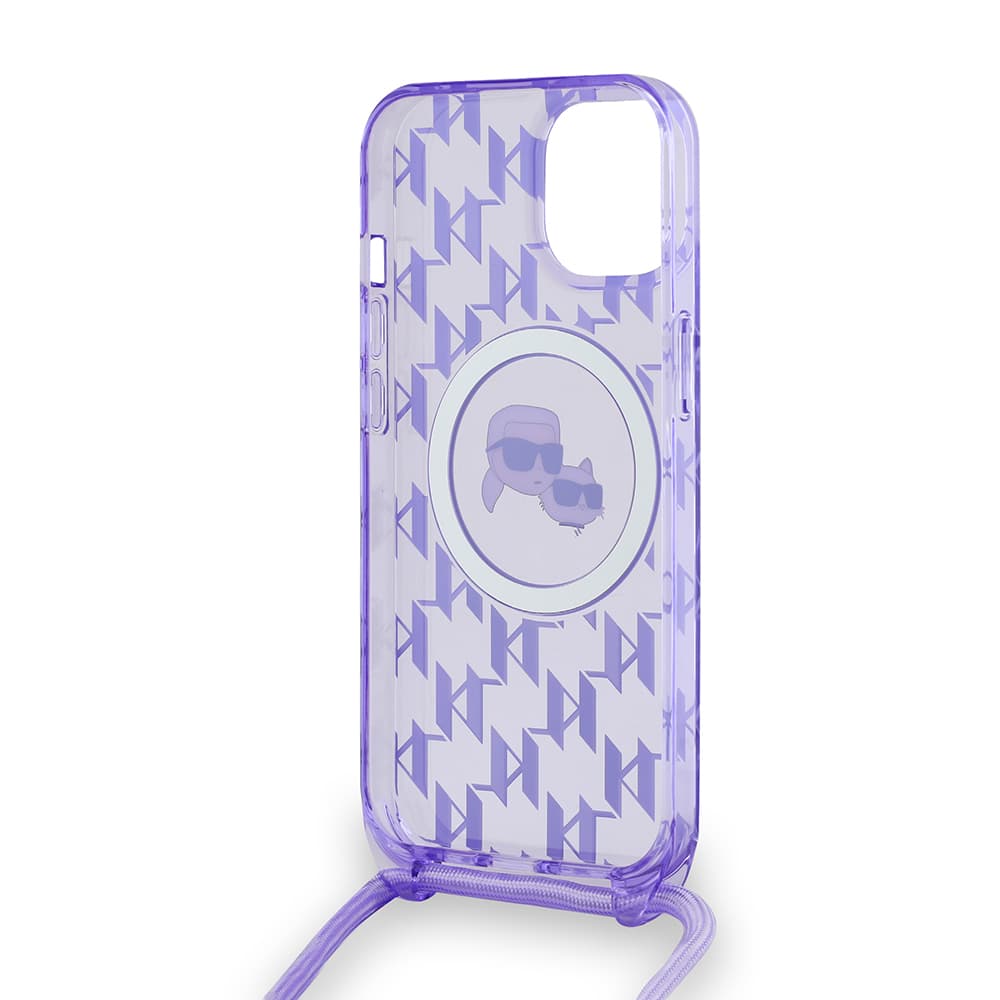 Karl Lagerfeld IML Crossbody MagSafe iPhone 15 fialová Mono Karl&amp;Choupette - náhled 3