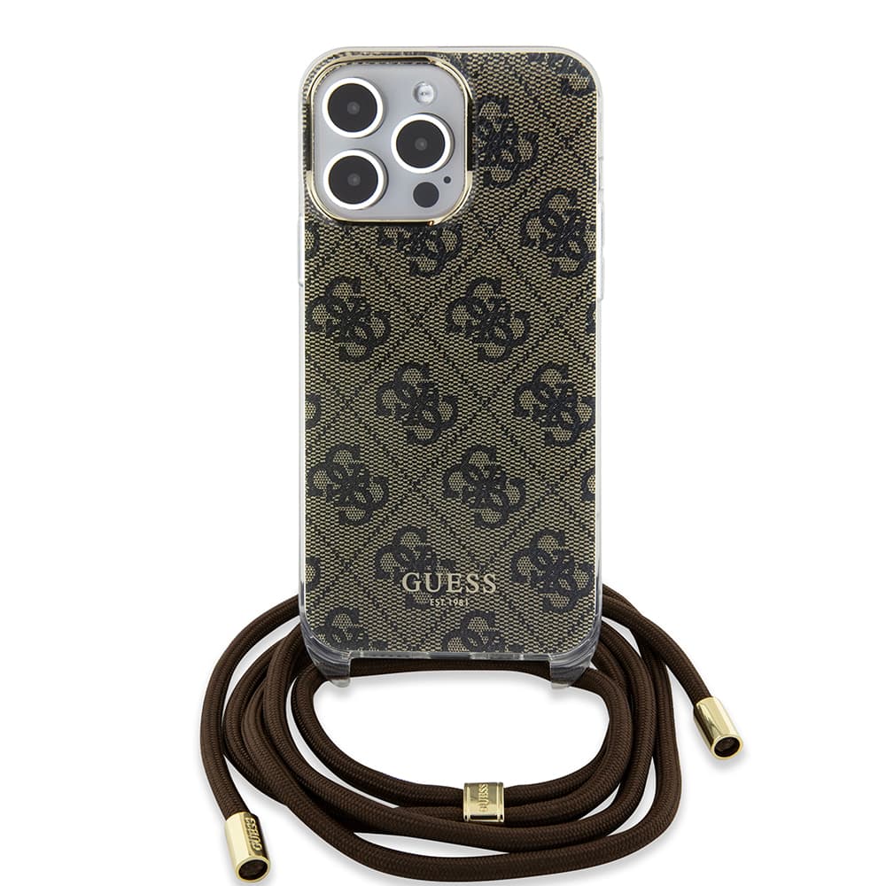 Guess Crossbody Cord 4G Print GUHCP15LHC4SEW iPhone 15 Pro hnědá - náhled 3