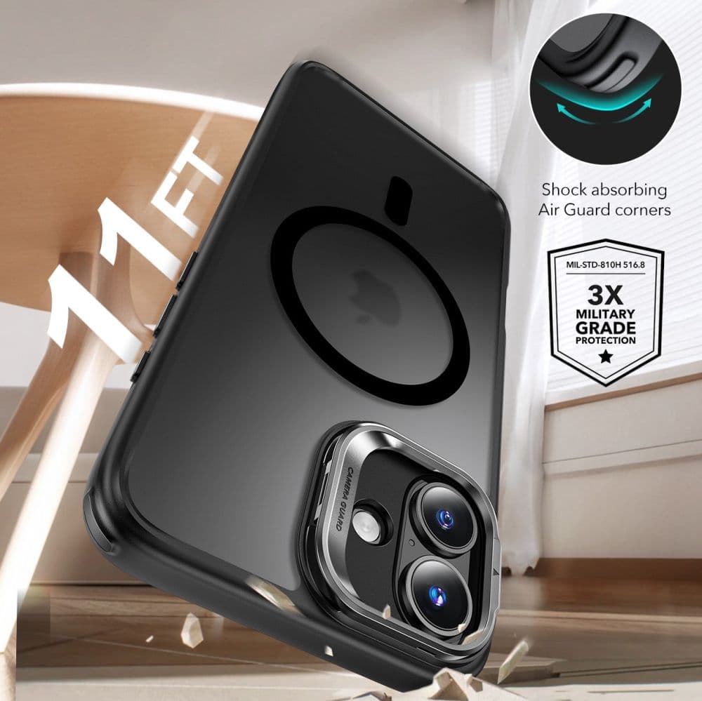 ESR Classic Hybrid HaloLock Kickstand + Tvrzené sklo iPhone 16 matná černá - náhled 3