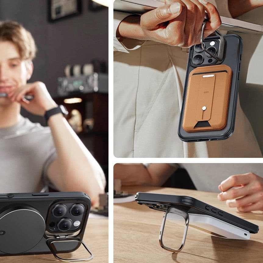 ESR Classic Hybrid HaloLock Kickstand + Tvrzené sklo iPhone 16 Pro Max matná černá - náhled 3