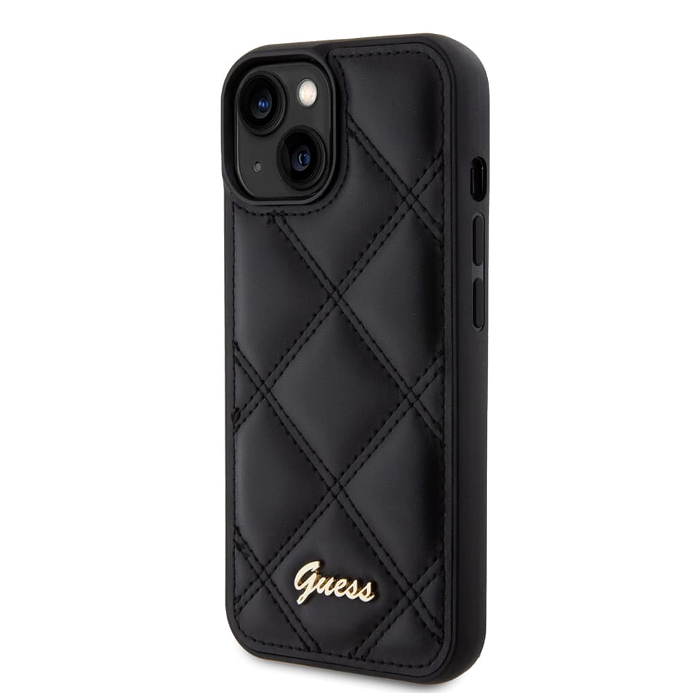 Guess Quilted Metal Logo GUHCP15SPSQSQSK iPhone 15 černá - náhled 3