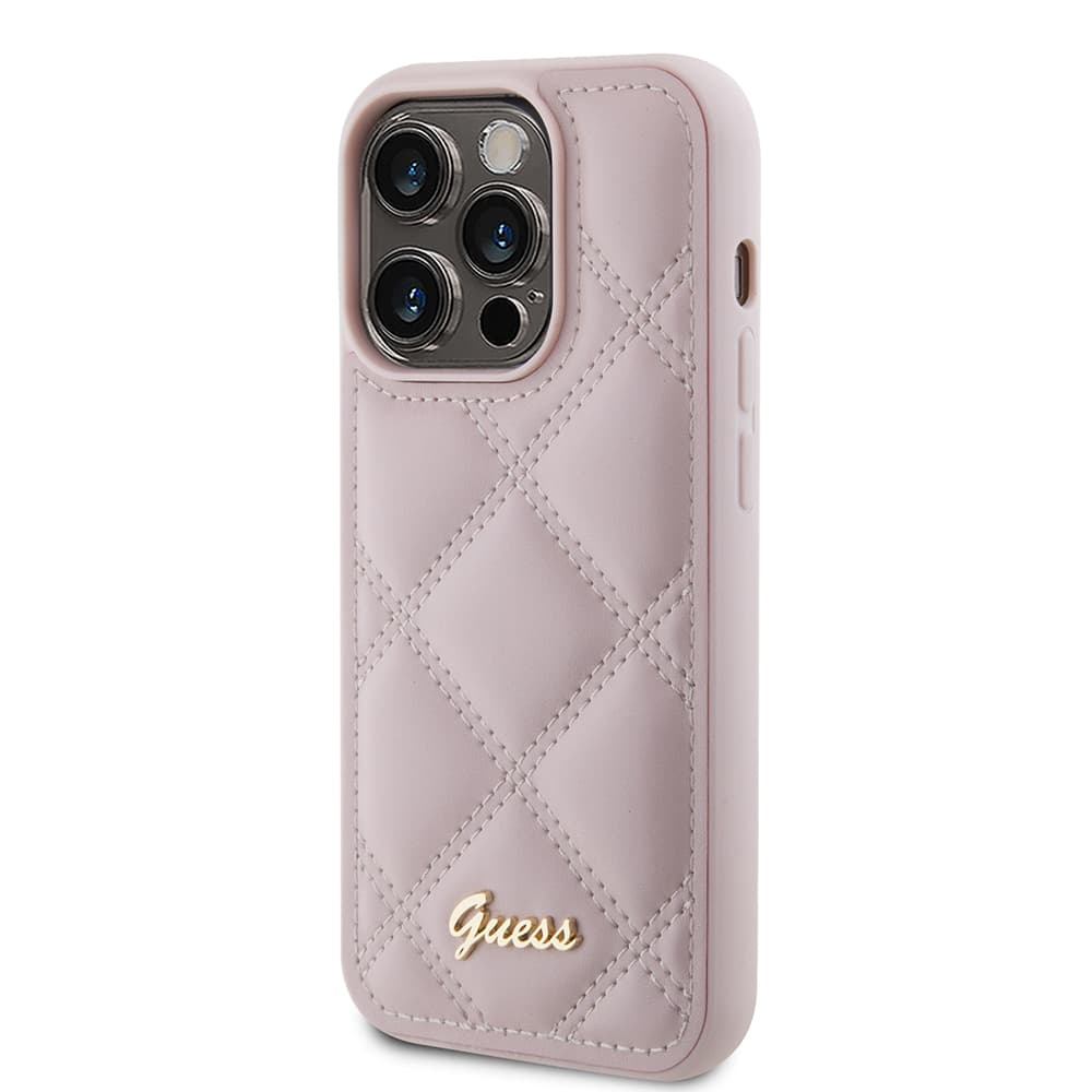 Guess Quilted Metal Logo GUHCP15LPSQSQSP iPhone 15 Pro růžová - náhled 3