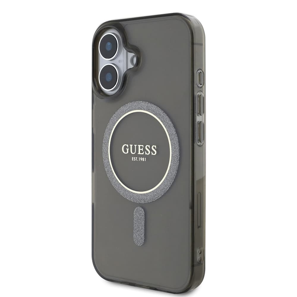 Guess IML Glitter Circle MagSafe GUHMP16SHFGEREK iPhone 16 černá - náhled 3