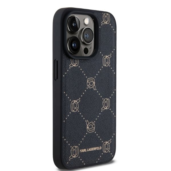 Karl Lagerfeld Leather MagSafe iPhone 15 Pro Karl Head růžová - náhled 3