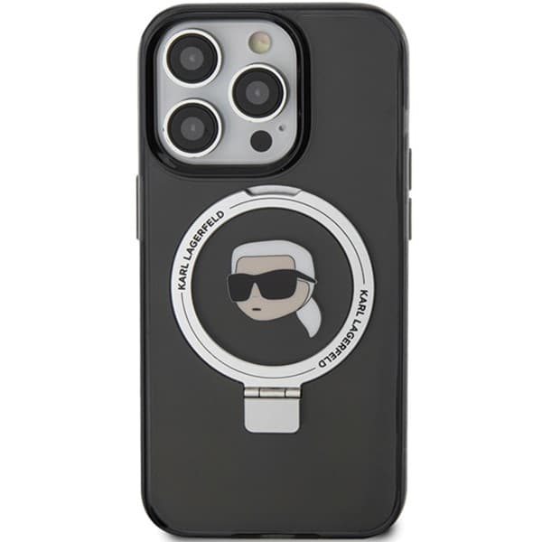 Karl Lagerfeld Hardcase Ring Stand MagSafe iPhone 15 Pro Karl Head černá - náhled 3