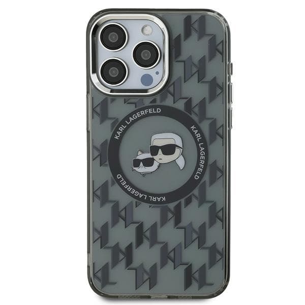 Karl Lagerfeld IML MagSafe iPhone 15 Pro Monogram Karl&amp;Choupette Head černá - náhled 3