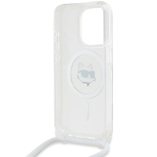 Karl Lagerfeld IML Crossbody MagSafe iPhone 14 Pro Max průhledný Choupette Head Cord - náhled 3