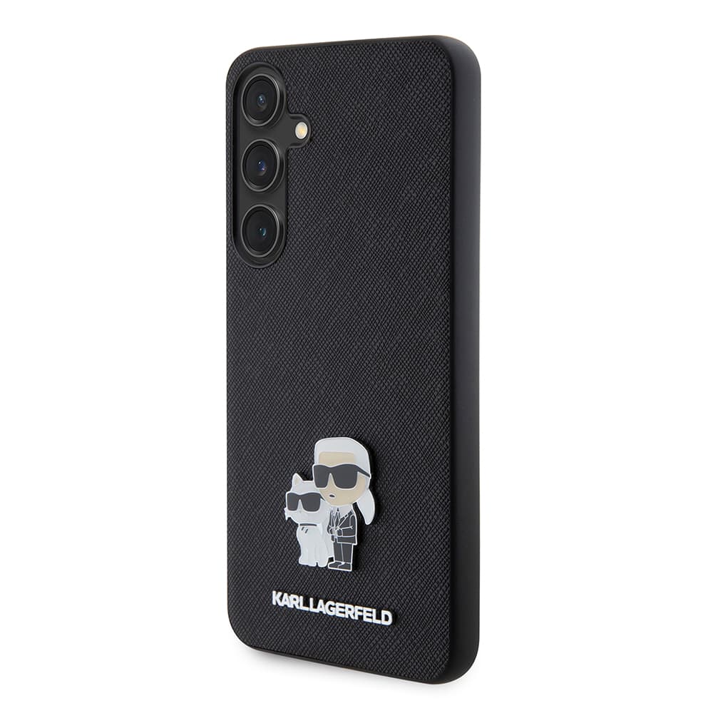 Karl Lagerfeld Saffiano pouzdro růžové pro Samsung Galaxy S24 Plus Karl&amp;Choupette Metal Pin - náhled 3