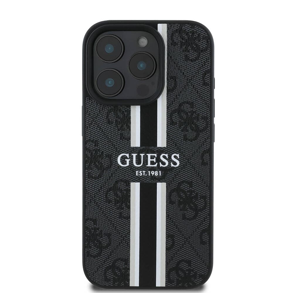Guess Hardcase 4G Printed Stripes MagSafe iPhone 16 Pro Černá - náhled 3