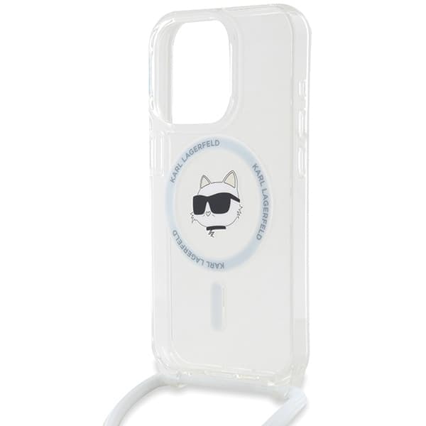 Karl Lagerfeld IML Crossbody MagSafe iPhone 14 Pro průhledný Choupette Head Cord - náhled 3