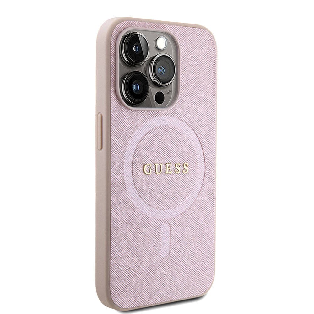 Guess Saffiano MagSafe pouzdro iPhone 15 Pro růžová - náhled 3