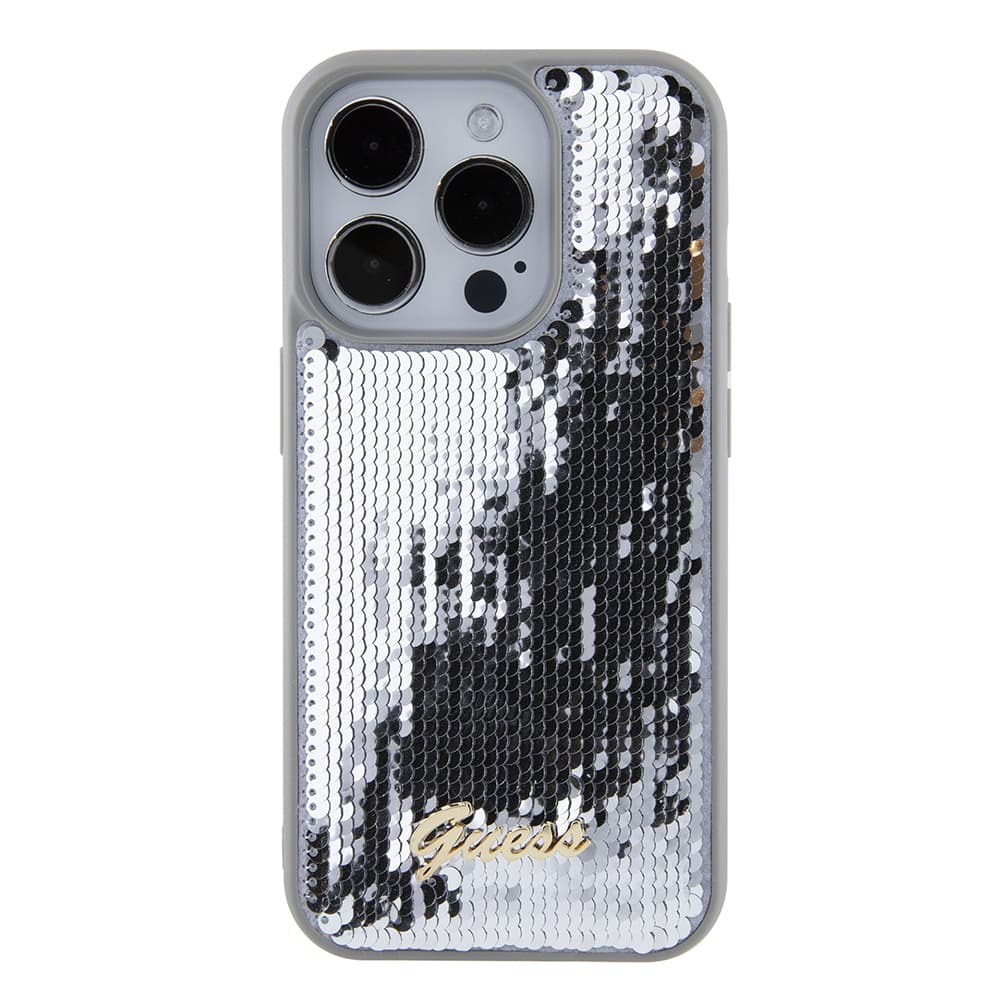 Guess Sequin Script Metal pro iPhone 15 Pro Max stříbrná - náhled 3