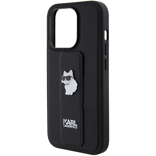 Karl Lagerfeld Saffiano Gripstand iPhone 14 Pro Choupette růžová - náhled 3