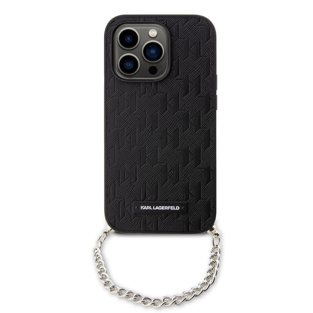 Karl Lagerfeld Saffiano Monogram Chain pro iPhone 14 Pro černá - náhled 3
