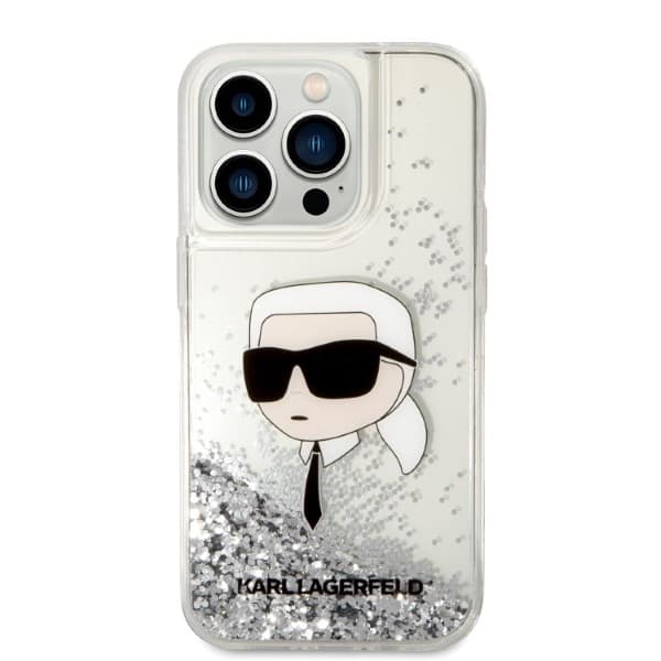 Karl Lagerfeld Hardcase Glitter iPhone 14 Pro stříbrný Karl Head - náhled 3