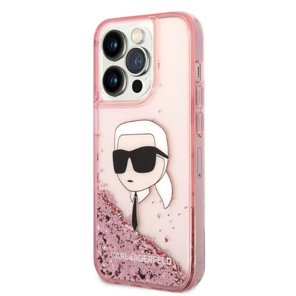 Karl Lagerfeld Hardcase Glitter iPhone 14 Pro růžová Karl Head - náhled 3