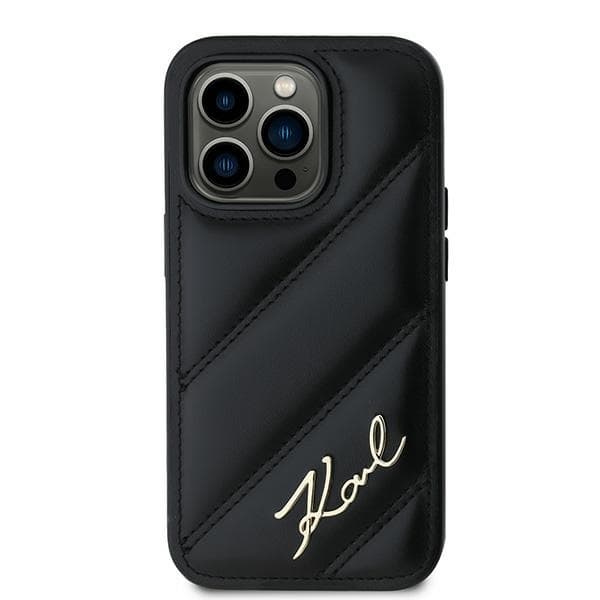 Karl Lagerfeld Diagonal Quilted Script pro iPhone 14 Pro černá - náhled 3
