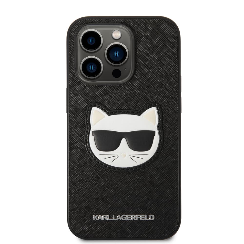 Karl Lagerfeld Saffiano pouzdro iPhone 14 Pro Choupette Head černé - náhled 3