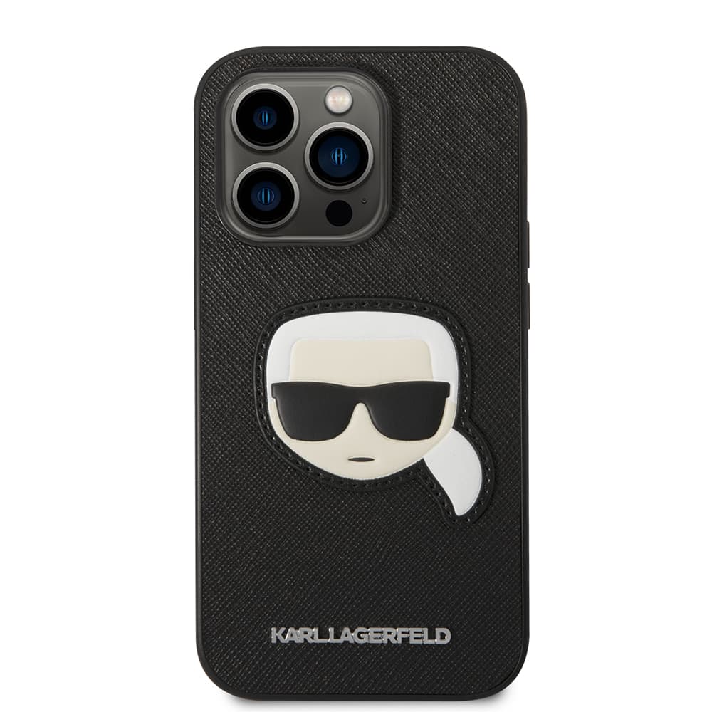 Karl Lagerfeld Saffiano pouzdro iPhone 14 Pro Karlova hlava khaki - náhled 3