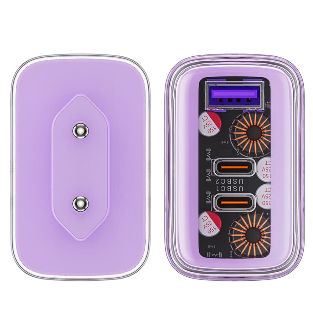 Acefast nabíječka do zdi Exploration Series A45 2x USB-C USB GaN PD65W rychlé nabíjení fialová - náhled 3