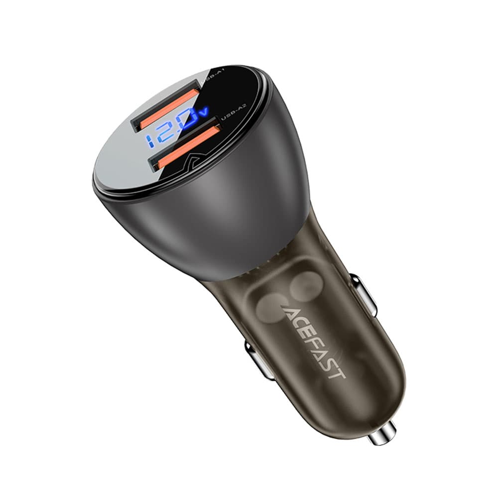 Acefast Car Charger B7 2x USB 45W Rychlé Nabíjení LED Displej Průhledná Černá - náhled 3