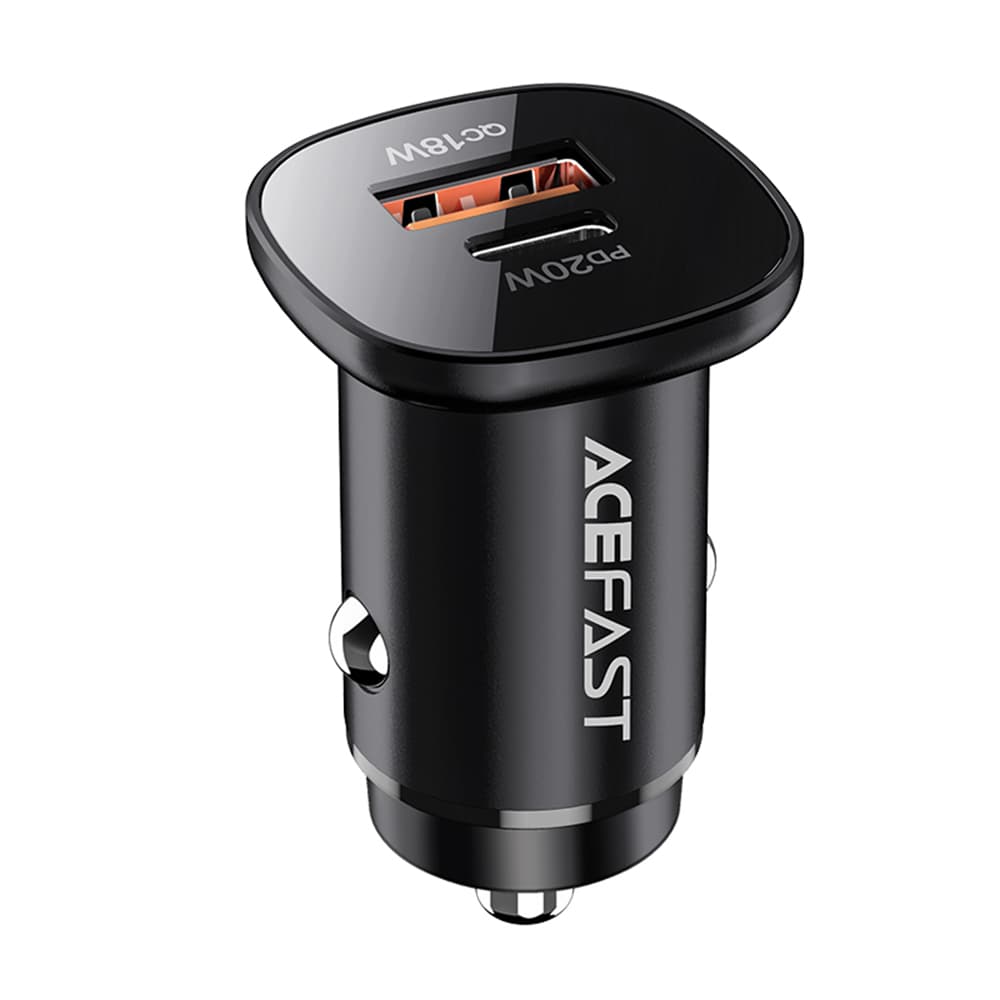Acefast Car Charger B1 Type-C USB Dvojitý Port 38W PD Rychlé Nabíjení s LED Světlem Černá - náhled 3